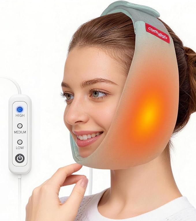 comfheat Face Heating Pad for TMJ Pain Relief, USB Heated Wrap for Jaw, Wisdom Teeth Recovery, 3 Adjustable Heat Settings,...