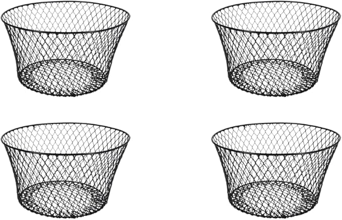 Generic SOL MAR Black Coated Round Wire Basket 4 Pack - Versatile Metal Wire Baskets Centerpieces Floral Arrangements Ever...