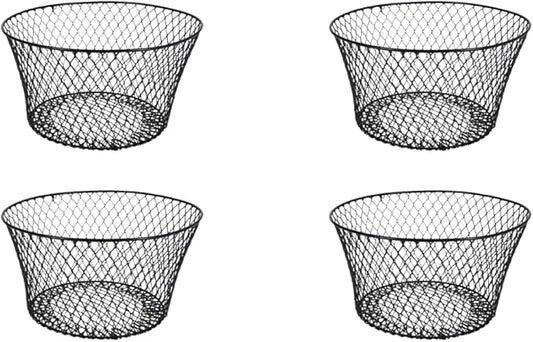Generic SOL MAR Black Coated Round Wire Basket 4 Pack - Versatile Metal Wire Baskets Centerpieces Floral Arrangements Ever...