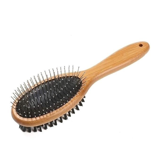 KylePet Dog Brush, Double Sided Pet Slicker Brush with Bamboo Handle for Dogs and Cats Long Hair Pets Grooming Comb for Re...