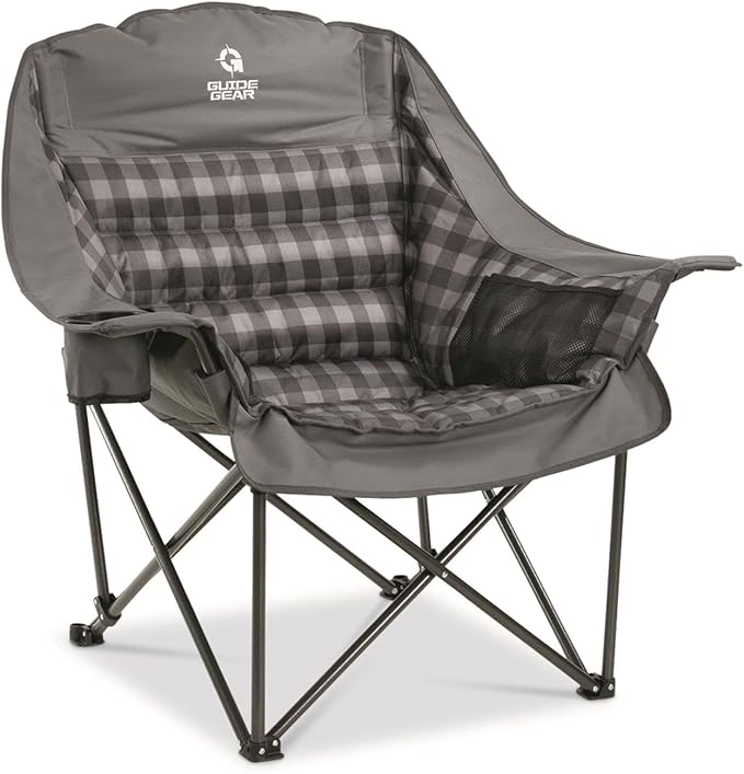 Guide Gear Oversized Extra Large Padded Camping Chair, Portable, Folding, Large Camp Lounge Beach Chairs for Outdoor, Adul...