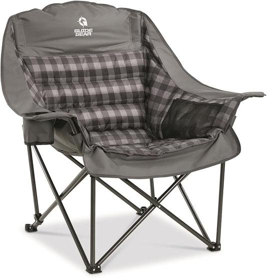 Guide Gear Oversized Extra Large Padded Camping Chair, Portable, Folding, Large Camp Lounge Beach Chairs for Outdoor, Adul...