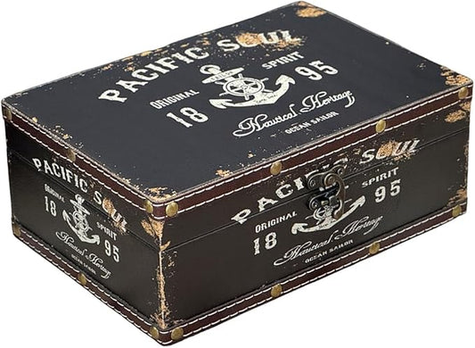 Amedoo Treasure Box Vintage Wooden + PU Leather Decorative Trinket Jewelry Box Memento Case Box Keepsake Box Gifts For Kid...
