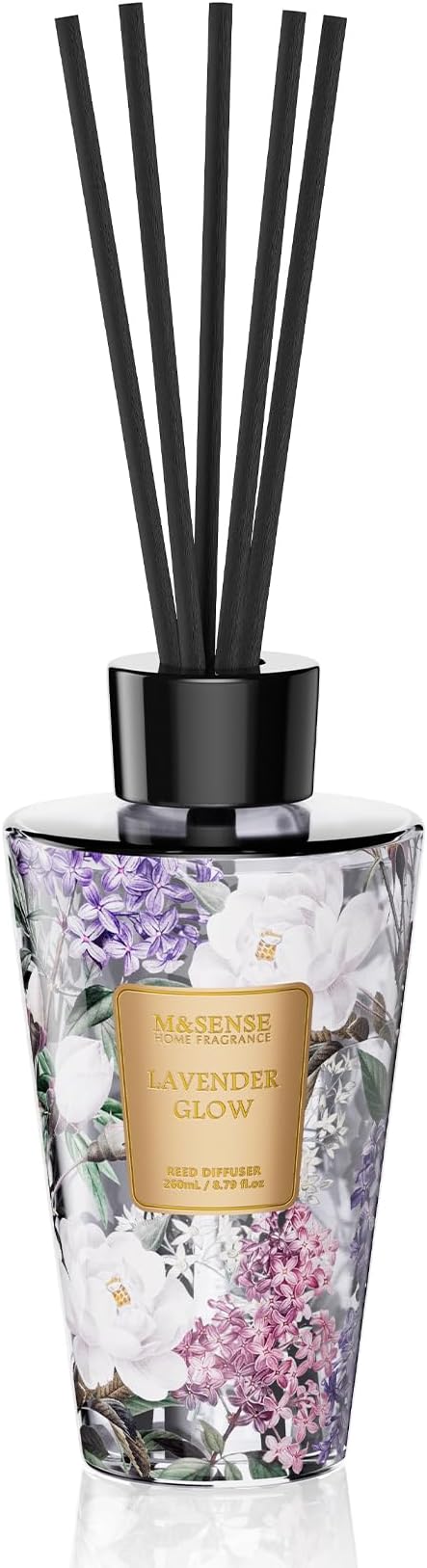 M&SENSE Lavender Glow Reed Diffuser Set - 8.79fl oz Home Fragrance Non-Toxic Essential Oil Diffuser with Sticks, Air Fresh...