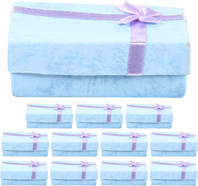 LOGOFUN 12PCS Bow Gift Box Jewelry Packaging Case with Ribbon for Present Storage Christmas Wedding Birthday Party Favor -...