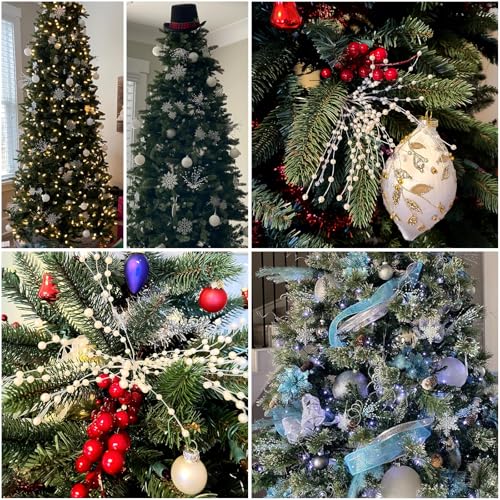 60 Pieces Pearl Stick Stems Bouquets, 4mm Bead String Garland Beaded Spray Filler Floral Arrangements Tree Picks Wedding P...