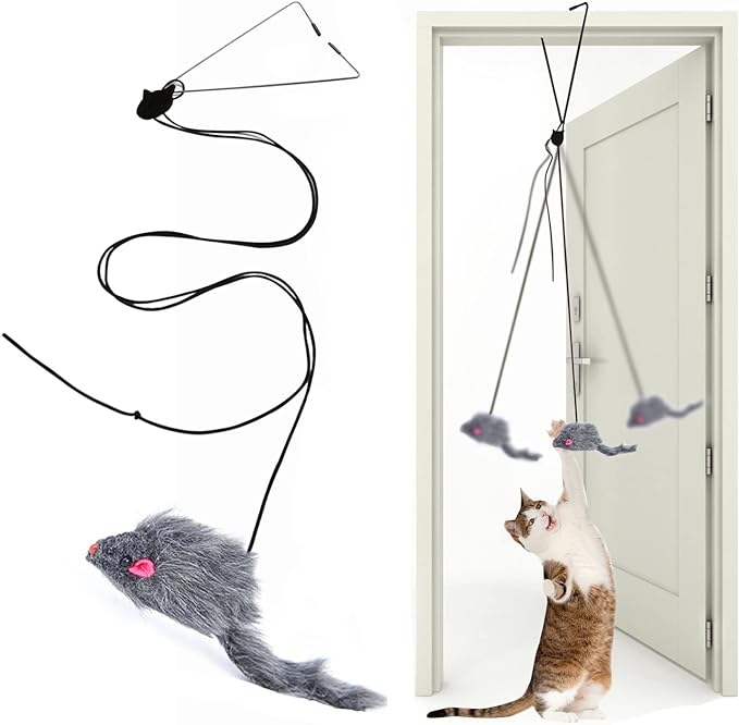 Kalimdor Interactive Cat Feather Toys,Retractable Teaser Toy ，Hanging Interactive Toys for Indoor Cats Kitten Play Chase E...