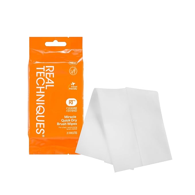 Real Techniques Miracle Quick Dry Brush Wipes, Remove Product Build-Up, Easily Switch Colors, Fast Drying, Convenient Make...