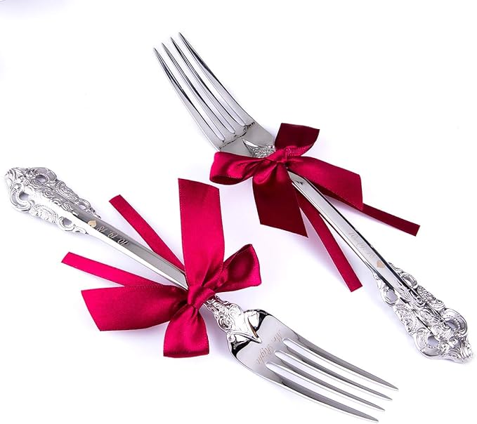 Personalized Wedding Dinning Set of 2 Forks Custom Engraved Forks Mr Mrs Anniversary Bridal Shower Gift Keepsake (Vintage ...