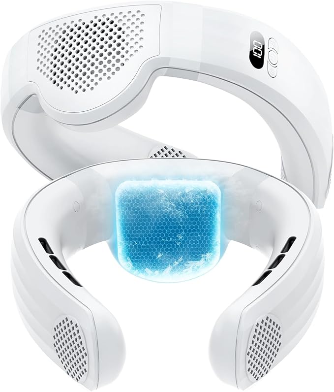 Neck Air Conditioner with Semiconductor Cooling Plate, 7000mAh Rechargeable Wearable Neck Fan with 3 Speeds, 0.79 lb Light...
