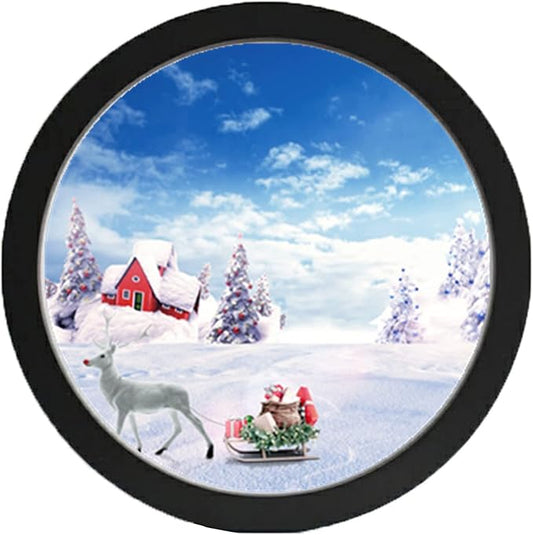 alblinsy Round Photo Frame Wooden Wall Hanging Picture Frames for Home Office Wall Decor (Black, 10 inch)