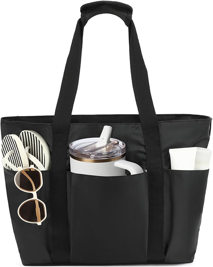 Fammart Waterproof Beach Bag for Women with Wet Pocket, Beach Tote Compatible with Stanley Cup for Pool Travel Cruise