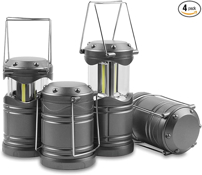 Lichamp LED Camping Lantern, 4 Pack Battery Powered Flashlight for Power Outages, Portable Collapsible Hanging Light Essen...