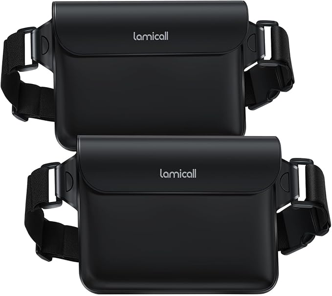 Lamicall Waterproof Fanny Pack Pouch [Elastic Waist Strap] - IPX8 Dry Bags Water Proof Pouch for Swimming, Beach, Kayakin...
