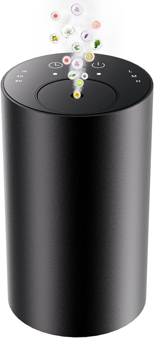 Waterless Essential Oil Diffuser, Portable Aromatherapy Diffuser, Mini Scent Machine, Battery Operated, 1/4/8-Hour Timer, ...