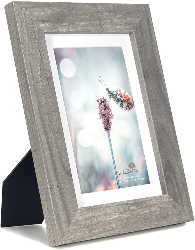 Scholartree Grey 5x7 Picture Frame,Display 5x7 without Mat or 4x6 with Mat
