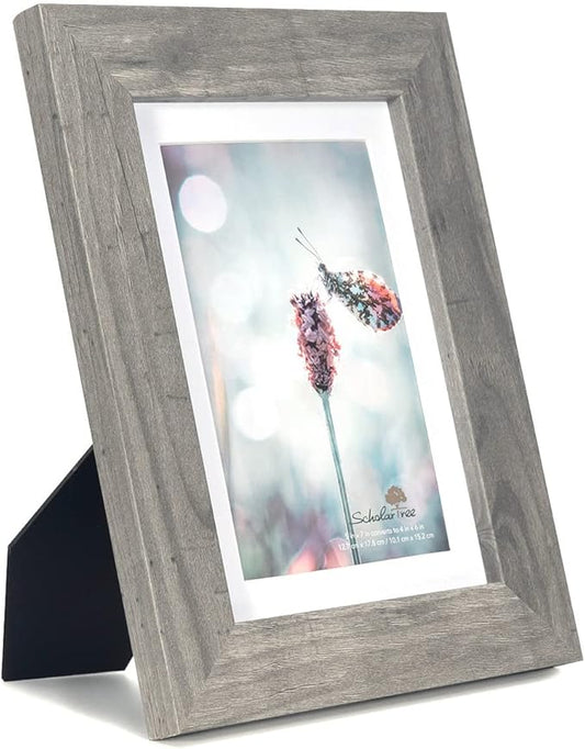 Scholartree Grey 5x7 Picture Frame,Display 5x7 without Mat or 4x6 with Mat