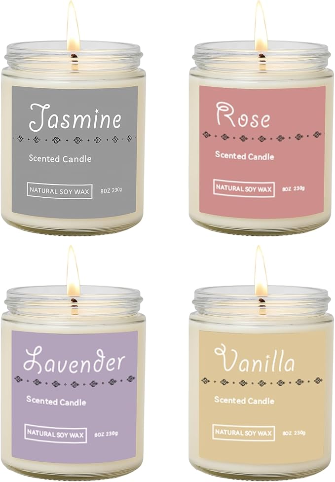 Scented Candle Gift Set, 4 Pack 25oz Soy Wax Candles, 200 Hour Burn Time, Long Lasting Aromatherapy Candles for Home Fragr...