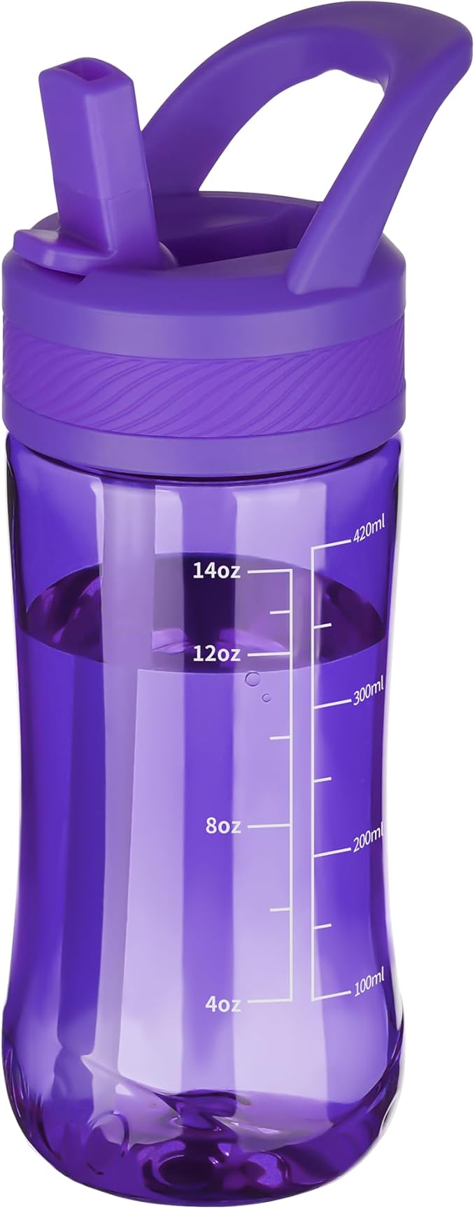 Kids Water Bottle, Dustproof Leakproof Cover, BPA Free Tritan Water Bottle Kids With Volume Markings Drinking 14oz Clear W...