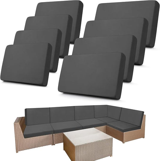 Newwiee 8 Pcs Stretch Patio Outdoor Cushion Covers Replacement for 4 Backrests and 4 Patio Cushions Covers, Waterproof Cou...