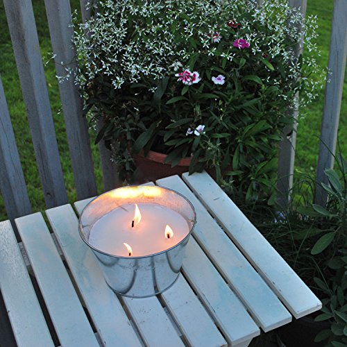 TIKI Citronella Candle 28-Ounce – Triple Wick Metal Bucket with Lid (Silver) – Long-Lasting Outdoor Candle for Patio, Dec...