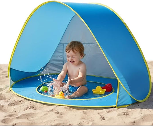 Baby Beach Tent with Pool, Pop Up Beach Tent Sun Shade for Infant Toddlers, Portable UV Protection Shade with Carry Bag fo...