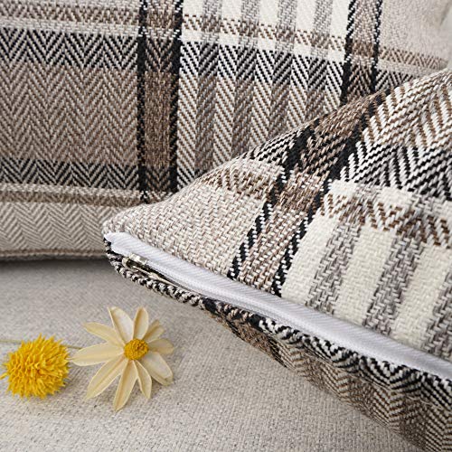 YOUR SMILE Retro Farmhouse Buffalo Tartan Chequer Stripe Plaid Cotton Linen Decorative Throw Pillow Case Cushion Cover Pil...