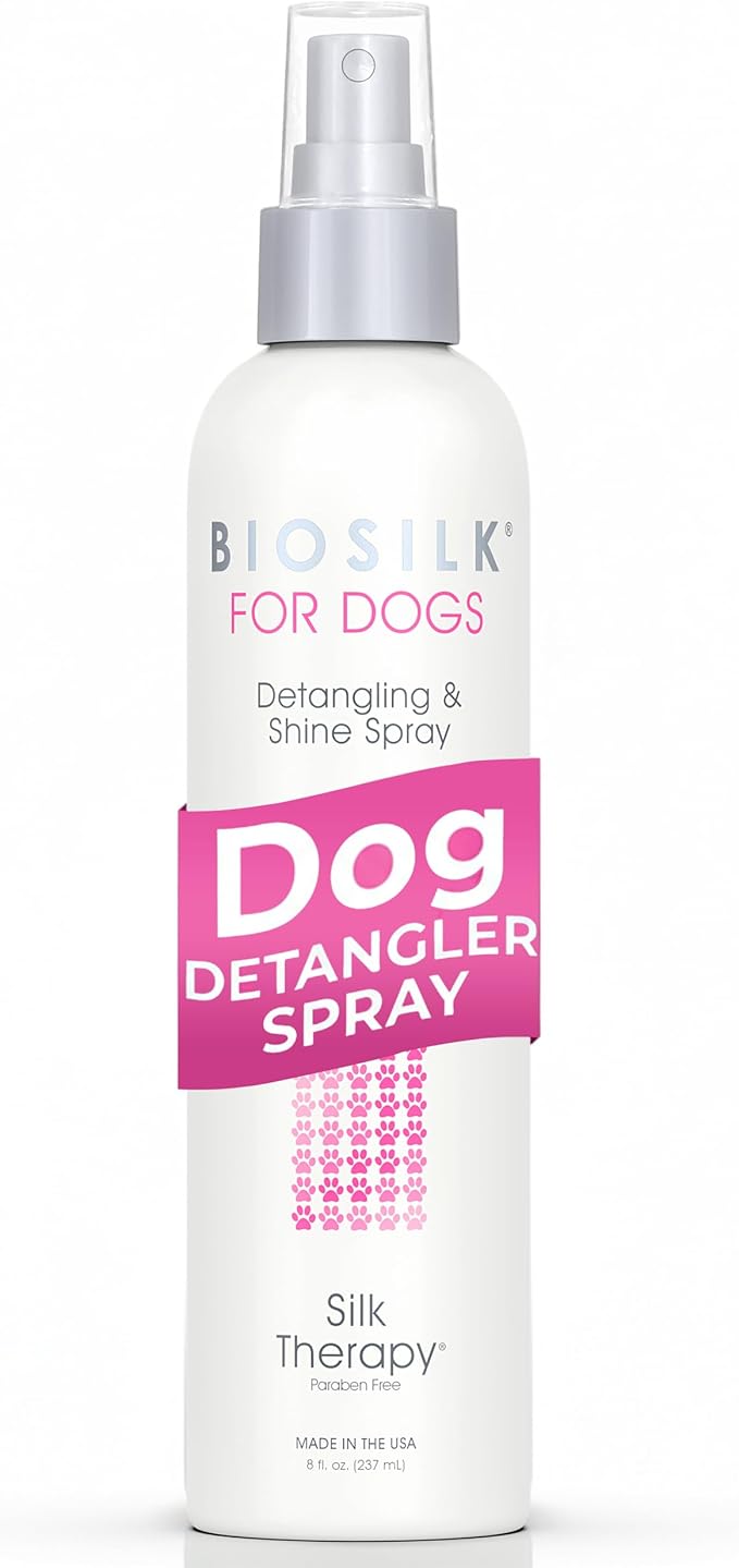 BioSilk for Dogs Detangling Spray with Shine Support, Lightweight Leave In Grooming Mist that Helps Smooth Coats, Detangl...
