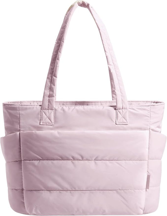 BAGSMART Tote Bag for Women, Lightweight Puffy Tote Bag with Compartments Shoulder Bag Handbag for Travel, Work, Gym | Lig...