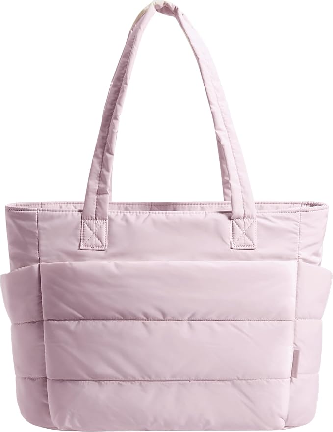 BAGSMART Tote Bag for Women, Lightweight Puffy Tote Bag with Compartments Shoulder Bag Handbag for Travel, Work, Gym | Lig...