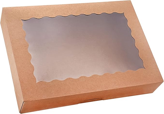 Tcoivs 20-Pack Bakery Boxes with Window, 12" x 8" x 2.5" Cookie Boxes, Treat Boxes, Large Donut Boxes for Muffins and Past...