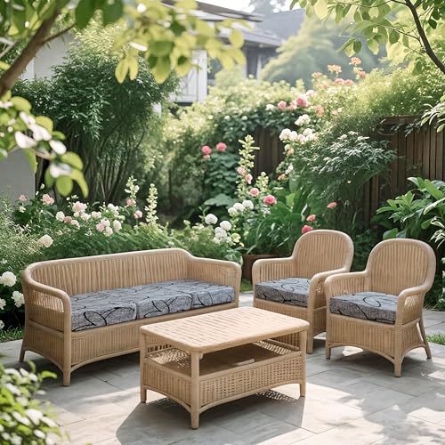 FORCHEER Waterproof Patio Cushion Covers 20x20 Floral Printed Stretch Outdoor Cushion Seat Covers Set of 2 Wicker Chair Wa...