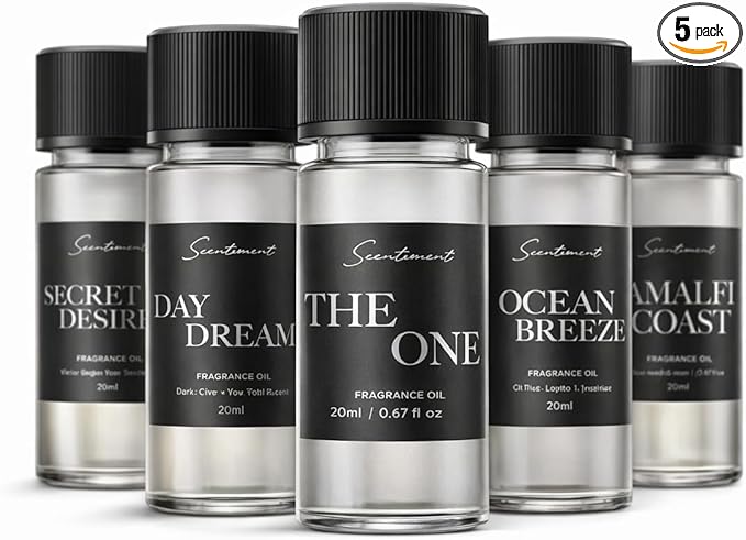 Scentiment Luxury Hotel Scents – 5 Fragrance Oil Set | Secret Desires, Day Dream, The One, Ocean Breeze & Amalfi Coast | F...
