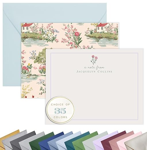 Personalized Stationery Note Cards with Envelopes Stationary for Women Personalized Cards with Envelopes Personalized Flor...