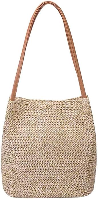 Aphoraeny Straw Beach Bag Buckets Totes Handbag Shoulder Tote Bag Straw Purse Summer Purse Women Summer Handbag