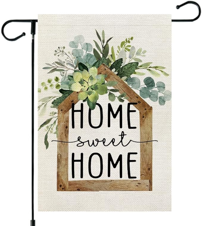 AACORS Eucalyptus Garden Flag 12×18 Inchl Floral Home Sweet Home Decorative Double Sided Holiday Farmhouse Seasonal Outsid...