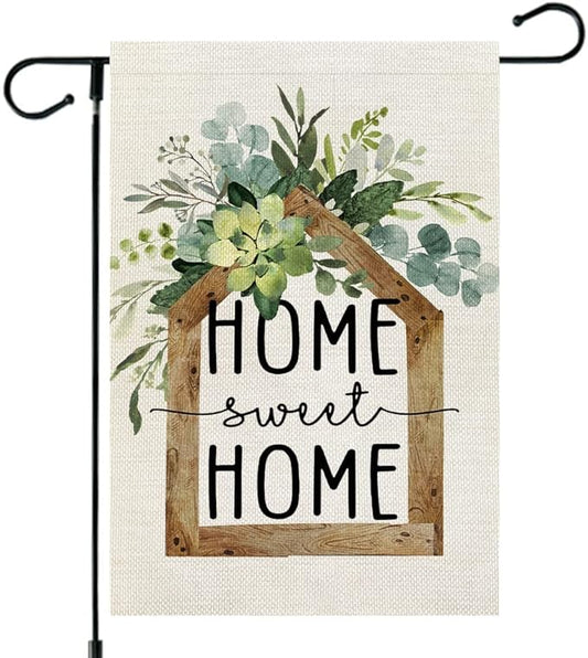 AACORS Eucalyptus Garden Flag 12×18 Inchl Floral Home Sweet Home Decorative Double Sided Holiday Farmhouse Seasonal Outsid...