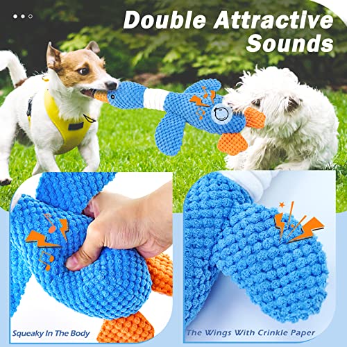 Vitscan Upgraded Goose Indestructible Dog Toys for Aggressive Chewers Small Medium Large Breed, Crinkle Squeaky Plush Dog ...