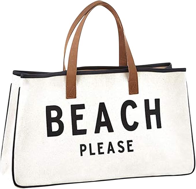 Santa Barbara Design Studio Womens Tote - Cotton Canvas Shoulder Bag with Leather Handles and Waterproof Lining, Large, Be...