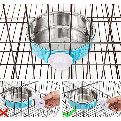 QIYADIN Stainless Steel Removable Pet Food Bowl, Anti-overturn Water Feeder Container, Suitable for Small Dog/Cat/Rabbit, ...