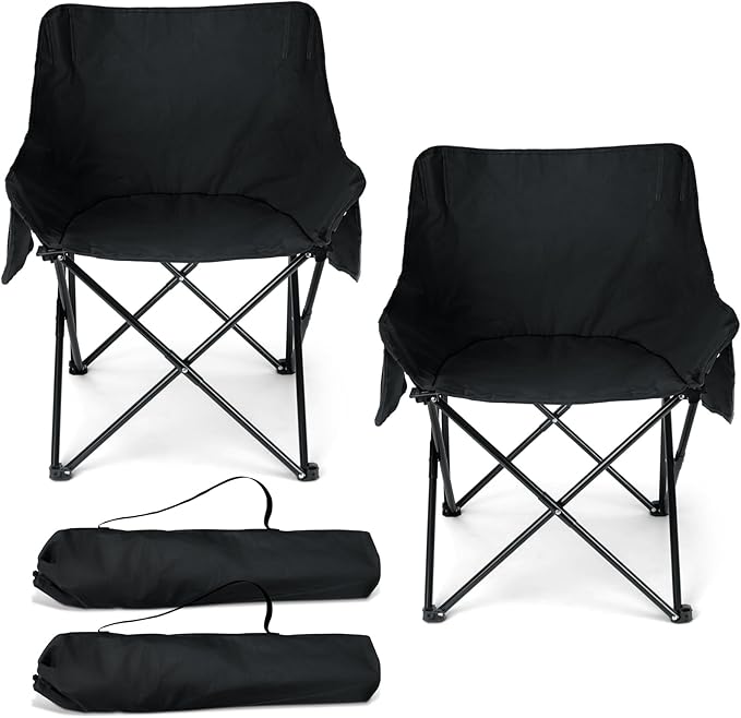 HaSteeL Camping Chair for Adults, Compact Folding Portable Chairs Set with Side Pockets for Outdoors Fishing, Hiking, Back...