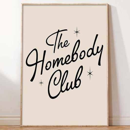The Homebody Club Wall Art Retro Quote Poster Aesthetic Quotes Wall Decor Beige Aesthetic Art Trendy Funky Quote Posters A...