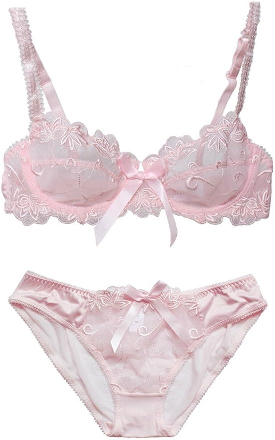 Nanier Women's Thin Transparent Lace Bra Set