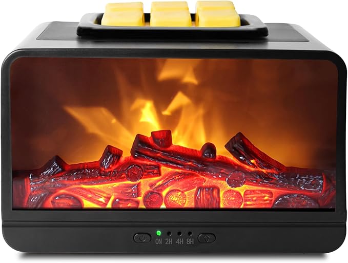 EQUSUPRO Wax Melt Warmer Electric Burner - Flame Fireplace Candle Wax Warmer, Wax Melter for Scented Wax with 4 Timer, Dyn...