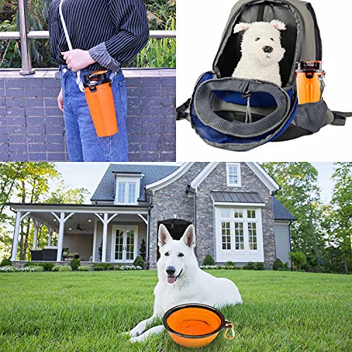 Dog Travel Water Bottle Collapsible Bowls, 2 in 1 Pet Food Container with Collapse Bowls, Outdoor Portable Water Bowls for...