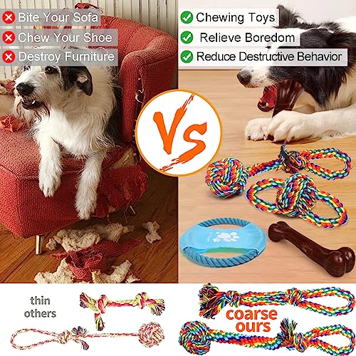 XLMYS Dog Toys for Aggressive Chewers 13 Pack，Indestructible Tug of War Toys for Small, Medium, Large Dog Breeds, Teeth Cl...