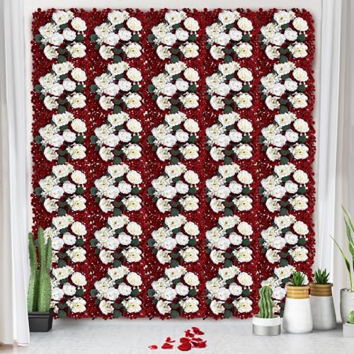 DIYDOFUN Flowers Wall Backdrop - 12 PCS 15 X 15 inch Artificial Silk Floral Panels for Wedding Celebrations Bridal Shower ...