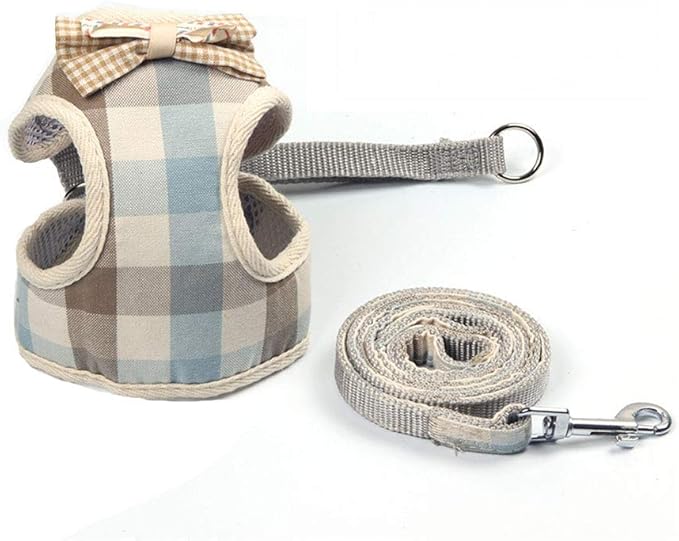 Puppy Harness and Leash Set for Walking Escape Proof Adjustable Soft Padded Mesh Front Vest Harness with Leash and Cute Bo...
