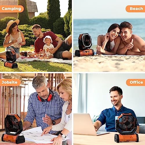 VOSFEEL Camping Fan - 20000mAh Battery Powered Fan Rechargeable with LED Lantern - Portable Outdoor Tent Fans with Hanging...
