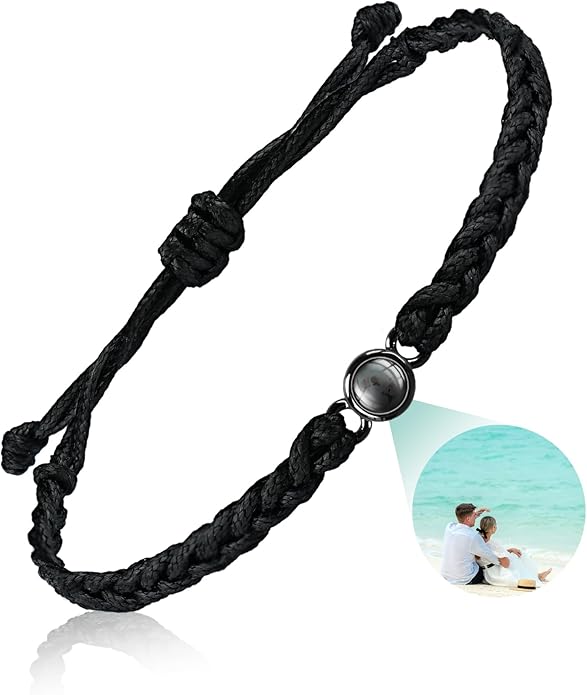 SUPHELPU Custom Bracelets with Picture Inside, Personalized Photo Bracelet Projection, Personalized Gifts for Memorial Mom...